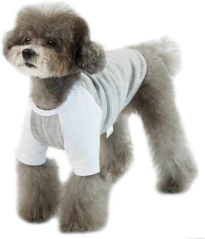 Dog Shirt for Small and Large Dogs Raglan Cotton T-Shirts Soft Breathable Dog Shirts pet Clothes Gray Series (Large