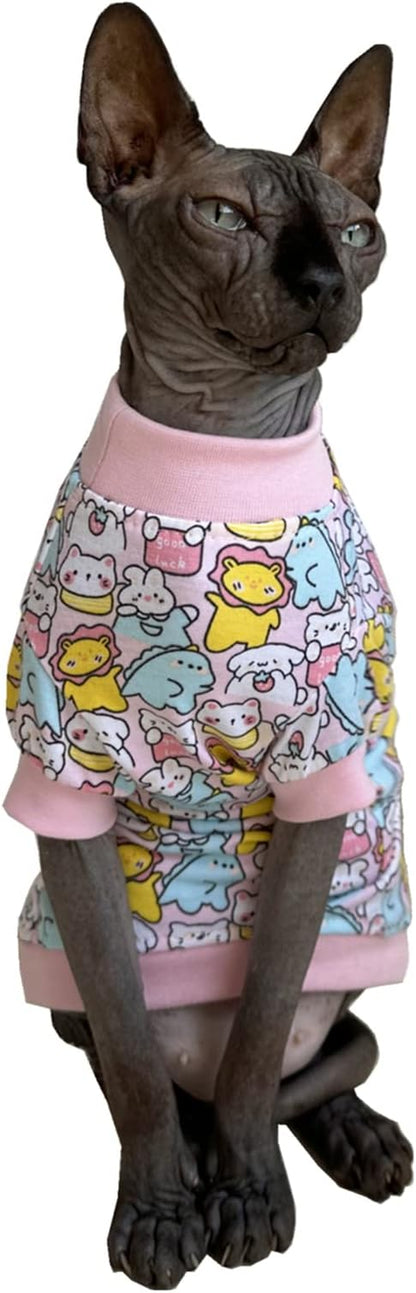 Sphynx Hairless Cat Cute Summer Cotton T-Shirts Pet Clothes 1))