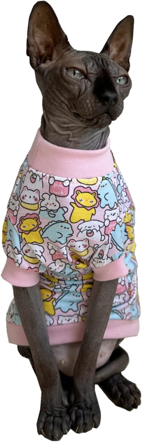 Sphynx Hairless Cat Cute Summer Cotton T-Shirts Pet Clothes 1))
