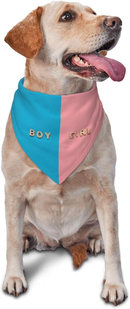 He Or She What Will It Be? Gender Reveal/Baby Announcement Dog Bandana,Pet Neckerchief for Pets Daily Wear Photo Prop Party Supplies (Three-Dimensional)