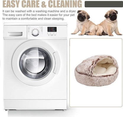 Cat Beds for Indoor Cats Cave & Calming Dog Beds 24inch, Coffee