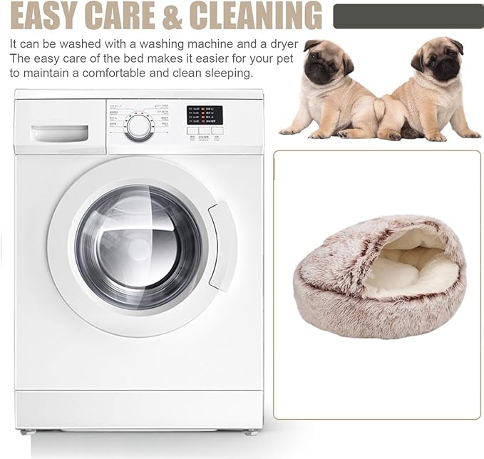 Cat Beds for Indoor Cats Cave & Calming Dog Beds 31inch, Coffee