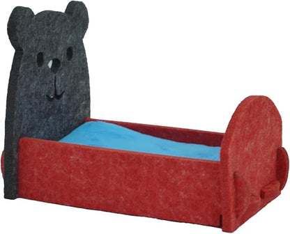 Felt Hamsters Bed, Small Animal Bed with Soft Mat, Small Pets Gift for Small Chinchilla Hamsters Hiding Sleeping(Red)