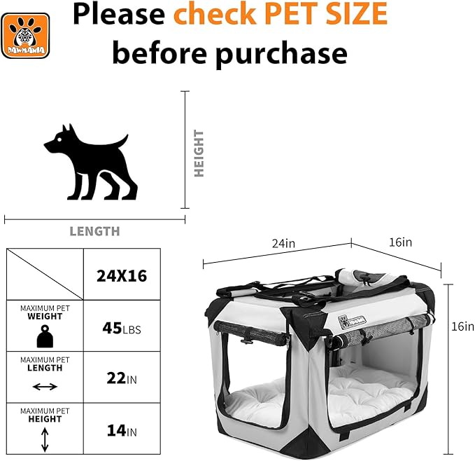 Extra Large Cat Carrier, Collapsible Dog Travel Crate, Soft-Sided, Lightweight, Anti-Scratch, Desingned for Large Cats & Small - Medium Dogs - Ideal for Indoor & Outdoor, Comfy Bed Pillow Included