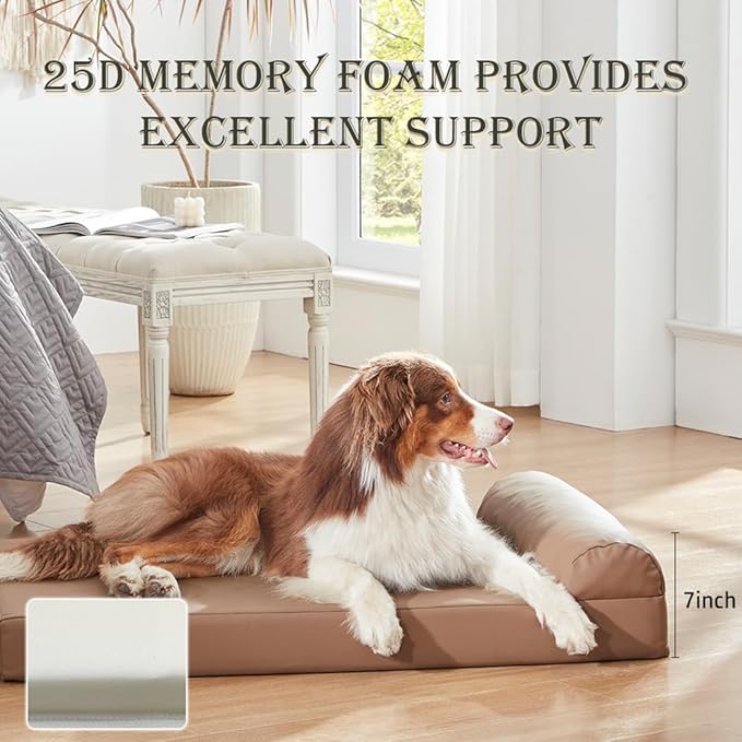 Dog Beds Orthopedic Faux Leather Extra Large Dog 52 * 32 in