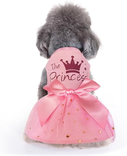 Idepet Princess Dog Dress Tulle Puppy Skirt Pet Apparel Dog Tutu with Bowknot