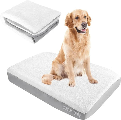 Dog Bed Covers Replacement Washable (Cover Only), Waterproof Warm Dog Mattress Cover Plush Dog Bed Cover-Easy to Remove, Plush Dog Pillow Cover, Soft and Comfortable Puppy Pet Bed Cover