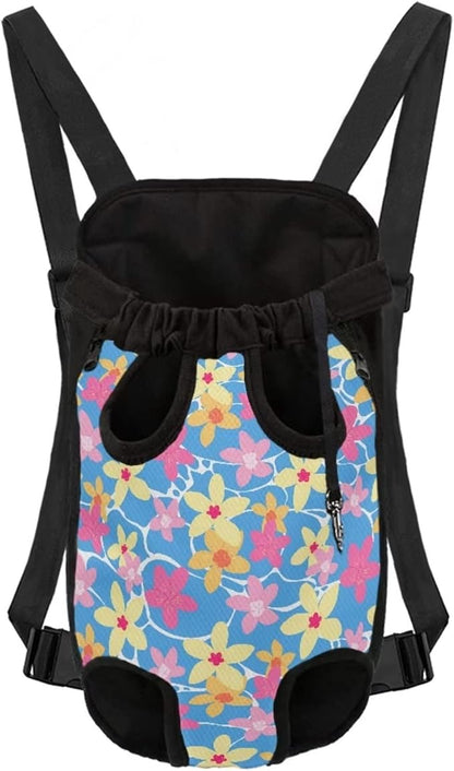 Hawaiian Flower Design Dog Front Carrier Backpacks for Small Medium Large Dogs Chest Bag,Breathable Legs Out Pet Carrier Sling Pocket Backpack,L