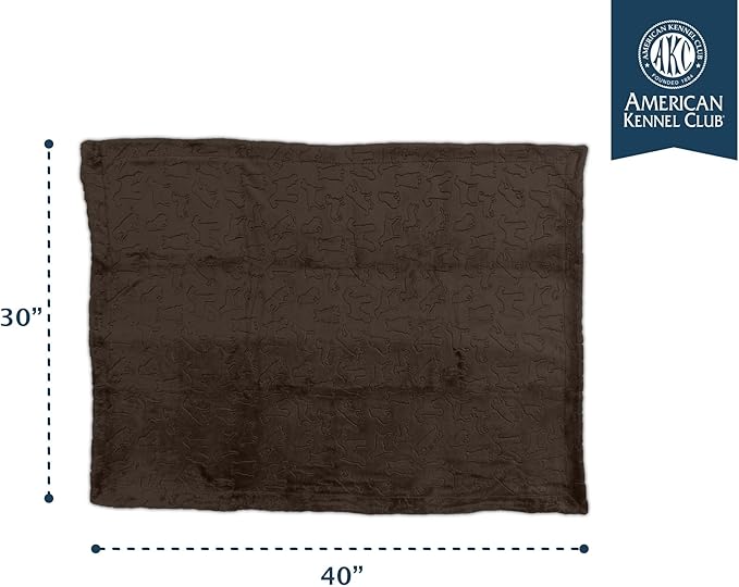 American Kennel Club Premium Velvet Sherpa Pet Blanket Soft and Warm Pet Throw for Dogs & Cats – 40”x30” - Brown