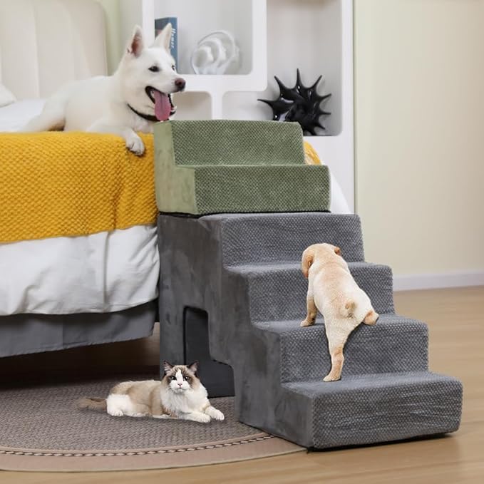 Dog Stairs Dog Steps 30 inches High for Small Large Dogs for High Beds 28-34 inches Tall 35D Foam 30 inches,