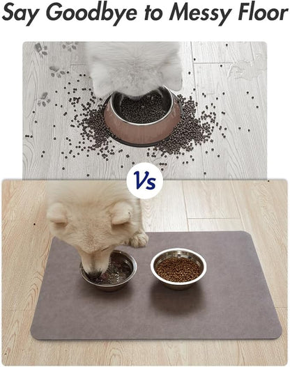 MontVoo-Absorbent Pet Feeding Mat-No Stains Dog Mat for Food and Water Bowl-Quick Dry Dog Cat & Dog Food Mat Water Dispenser Mat-Pet Supplies Mat-Dog Water Bowl Mat for Messy Drinker (23"x34"