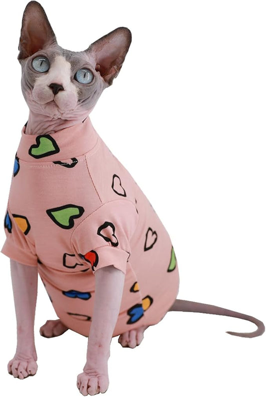 Sphynx Hairless Cat Cute Summer Cotton T-Shirts Pet Clothes 1))