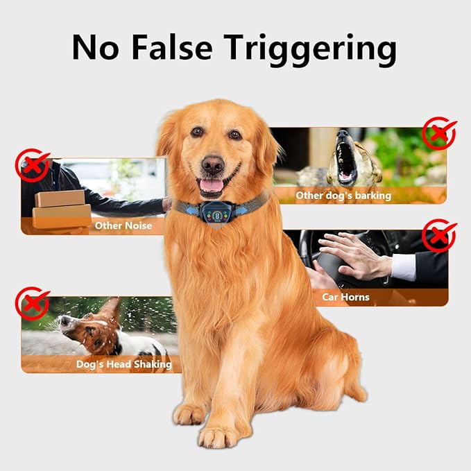 Waterproof Dog Bark Collar Rechargeable Anti Bark Training 7 Modes 8 Adjustable