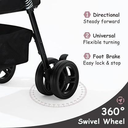 SWITTE Dog Stroller 3 in 1 Folding Pet Stroller 4 Wheels