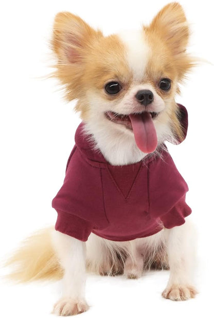 LOPHIPETS Lightweight Cotton Hoodie for Small Dogs – Hooded Sweatshirt for Chihuahuas Puppy and Toy Breeds-Red/L