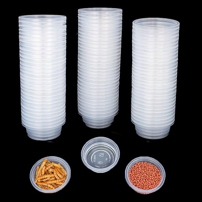 500 pcs 0.5oz Cups, Crested Gecko Food and Water Feeding Cups, Reptile Feeder Bowls, for Lizard and Other Small Pet Ledge Accessories Supplies