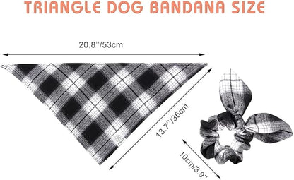 E-Clover Dog Bandanas & Matching Scrunchie Set Plaid