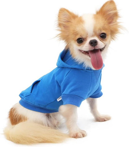 LOPHIPETS Lightweight Cotton Hoodie for Small Dogs – Hooded Sweatshirt for Chihuahuas Puppy and Toy Breeds-Blue/S