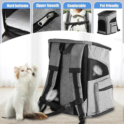 Pet Carrier Backpack with Sturdy Steel Frame for Easy Travel & Comfort, Privacy-Focused Pet Carrier Backpack for Secret Adventures (Black, L:40 32X50CM/15.7"X12.6"X19.7")