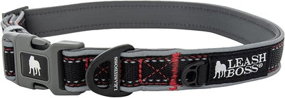 Leashboss Adjustable Reflective Dog Collar 16.5-25" Neck 1" Wide)