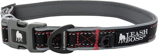 Leashboss Adjustable Reflective Dog Collar 16.5-25" Neck 1" Wide)