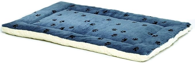 MidWest Homes for Pets Reversible Paw Print Pet Bed in Blue / White 21L x 12W x 2.5H for
