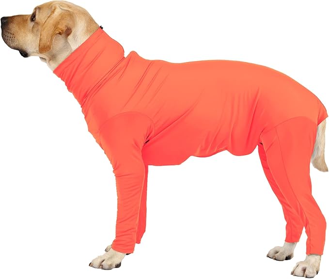 Etdane Dog Onesie After Surgery Pet Surgical Recovery Suit Anti Shedding Bodysuit for Female Male Dog Long Sleeve Claming Pajamas with Legs Orange/2XL