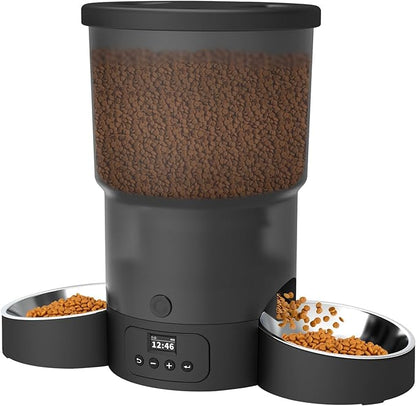 Automatic Cat Feeder for 2 Cats, 20 Cups/5L SURDY Automatic Cat Food Dispenser for Small Pets Auto Cat Feeder for Dry Food, Dual Power Supply and Timer Setting 12 Portions 6 Meals Per Day