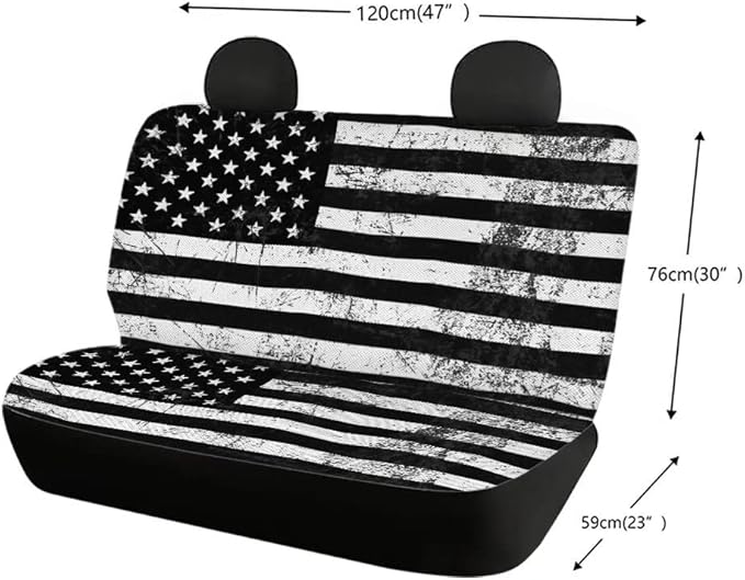 Doojoayie Vintage American Flag Rear Bench Cover for Vehicle Back Seat Protector Set for Pet Dogs Kids Suitable for Car SUV Truck