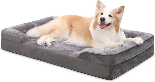 Orthopedic Dog Bed Medium Size Dog Waterproof Dog Beds with Sides Non-Slip Bottom Dog Couch Bed with Washable Removable Cover 36x27inch