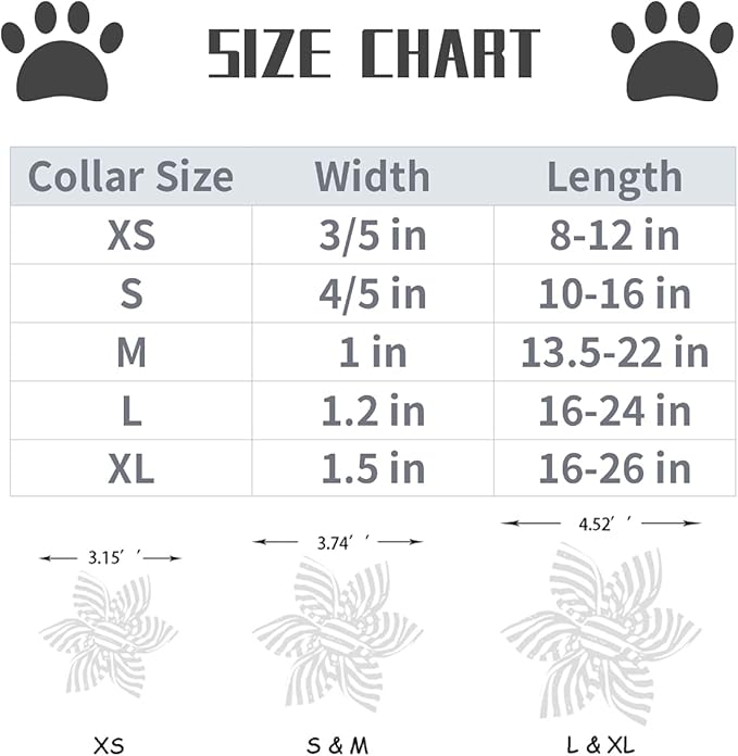 Lionet Paws Dog Collar with Flower 13.5-22in