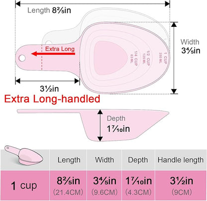 Dog Food Scoop-Melamine Pet Food Measuring Cup - 1 Cup 1/2 Cup 1/4 Cup Dog Cat Bird and Rabbit Food Feeding Scoop Dishwasher Safe - Pink