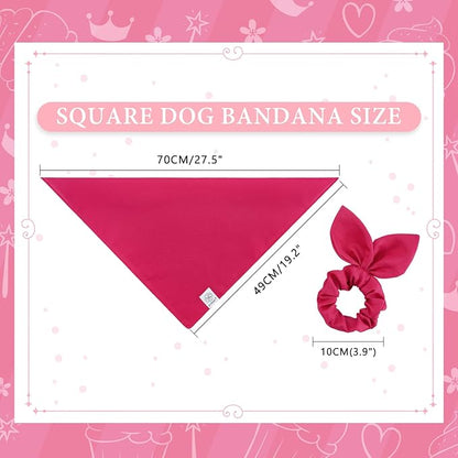 E-Clover Dog Bandanas & Matching Scrunchie-Solid Color Dog