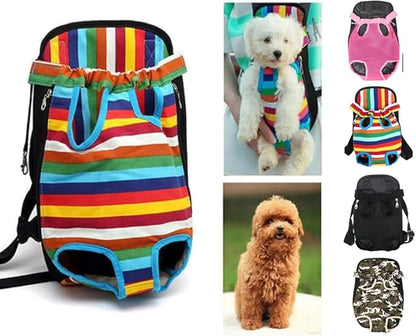 Pet Dog Puppy Cat Carrier Fashion Portable Canvas Double Shoulder Straps Front Chest Backpack Bag