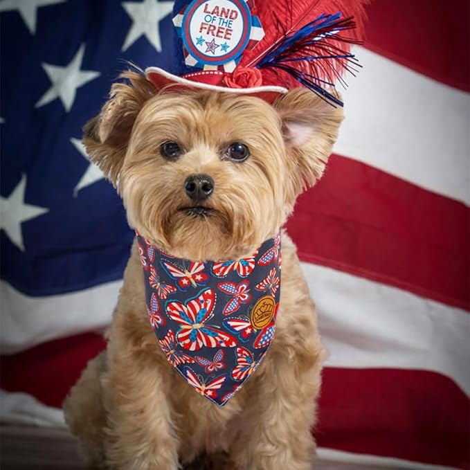 CROWNED BEAUTY 4th of July Patriotic Dog Bandanas Reversible Small 2 Pack DB121-S
