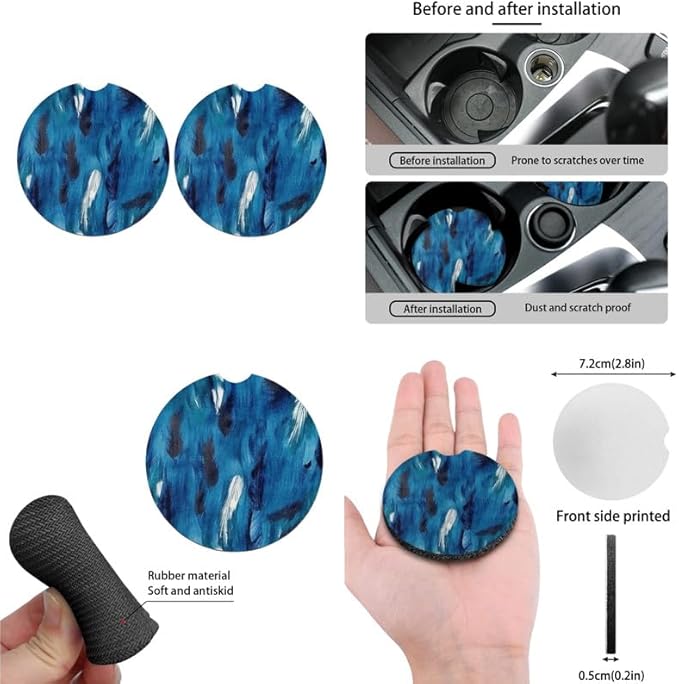 Blue Gradient Feather Graffiti 13 PCS Car Seat