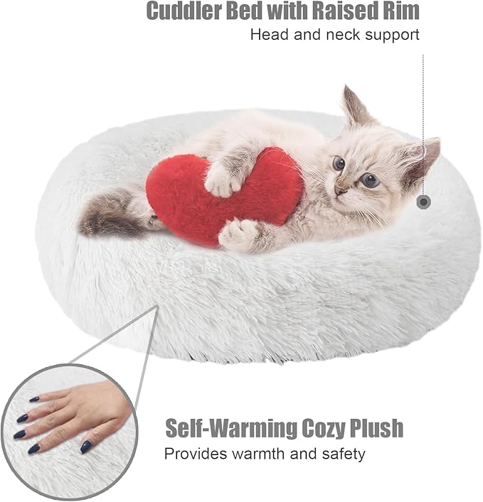 Aurako Cat Bed Dog Bed Round Cushion Pet 16" Milky