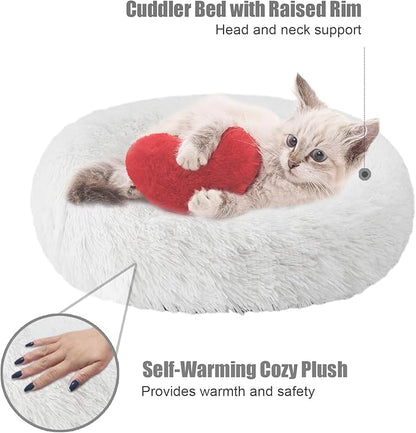 Aurako Cat Bed Dog Bed Round Cushion Pet 16" Milky