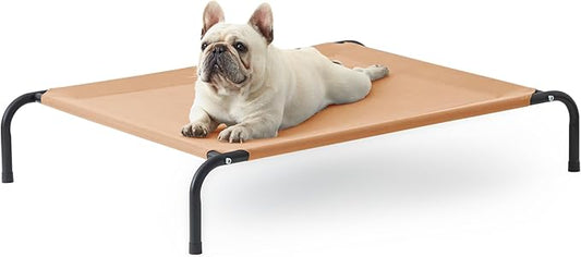 Love's cabin Elevated Cooling Dog Bed for Medium Dogs Beach,Beige,43 inches