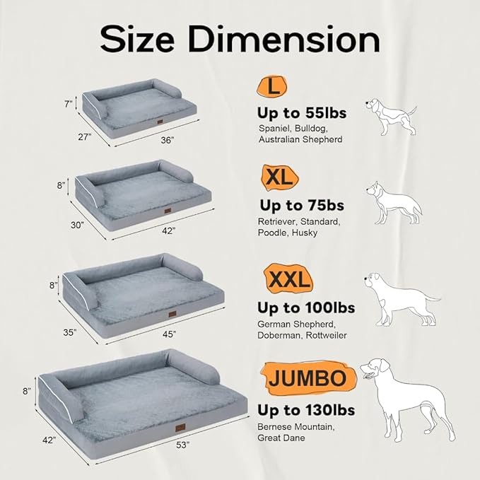 Large Dog Bed Orthopedic Washable: Beds Bolster