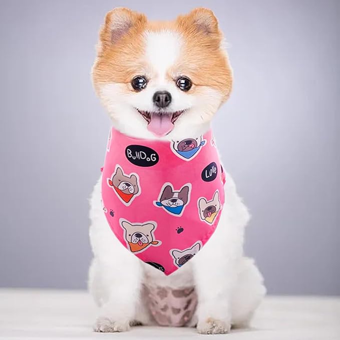 10PCS Dog Bandanas Paw Print for Small Medium Dog Triangle Bibs Head Scarves for Boys and Girls Grooming Accessories Costume