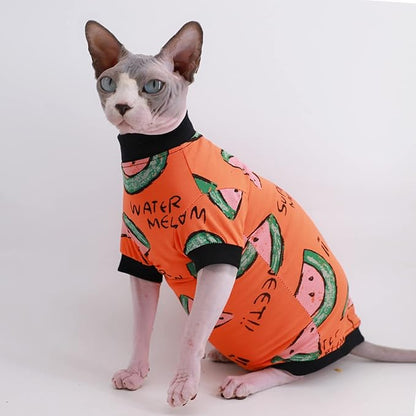 Sphynx Hairless Cat Cute Summer Cotton T-Shirts Pet Clothes 1))