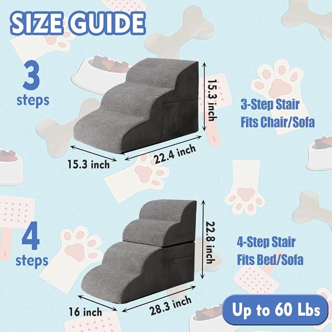 Furnishh Dog Stairs for Small Dogs High Bed Couch Chair 22.8 Inches 4-Step Pet