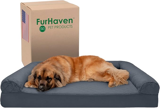 Furhaven Memory Foam Dog Bed for Large Dogs w/ Removable Bolsters & Washable Cover 125 lbs