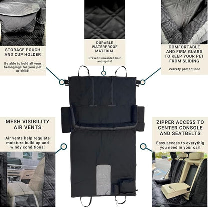 Formosa Covers Premium Heavy Duty Dog Bed Kid Car Back Seat Cover with PetGuard 56" x 94" Black