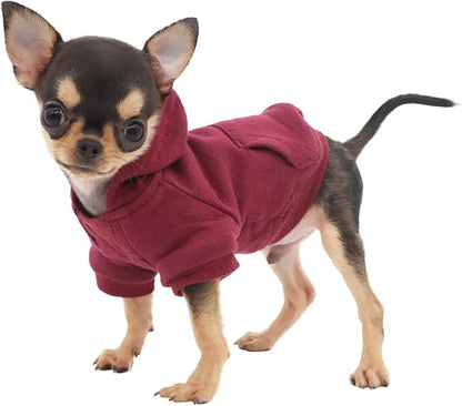 LOPHIPETS Lightweight Cotton Hoodie for Small Dogs – Hooded Sweatshirt for Chihuahuas Puppy and Toy Breeds-Red/XS