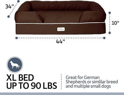 PetFusion Ultimate Dog Bed 35% Cotton Cover,1yr. Warranty,Brown, (44x34")