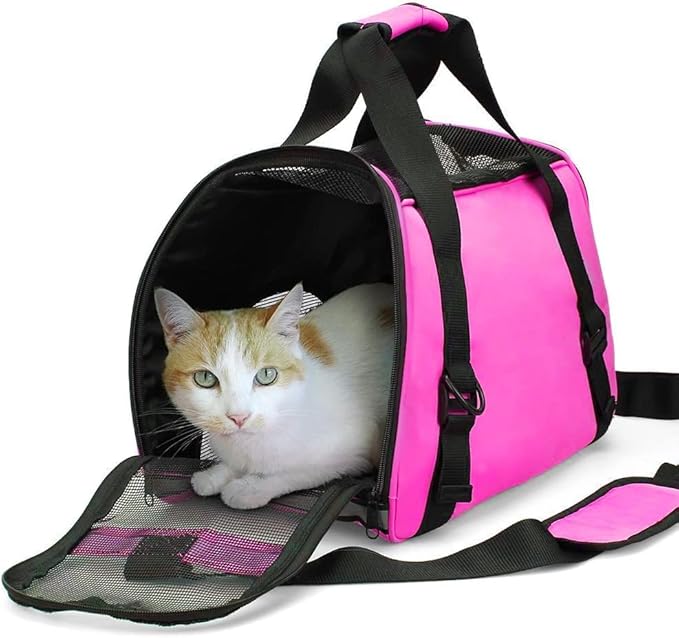 Cat Carrier,Soft-Sided Pet Travel Carrier for Cats,Dogs Puppy Comfort Portable Foldable Pet Bag Airline Approved (Small Rosered)