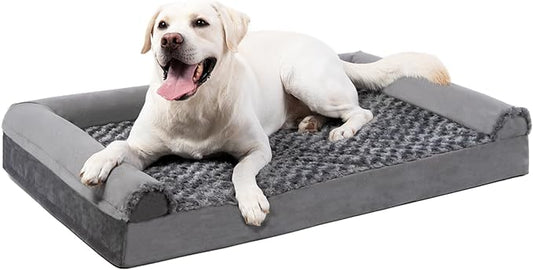 MIHIKK Orthopedic Dog Bed for Medium Large Dogs Grey,36x27x6 Inch