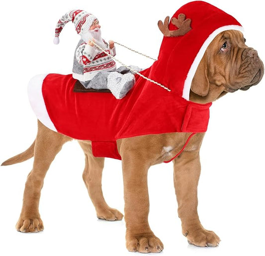 BWOGUE Santa Dog Costume Christmas Pet Clothes Santa Claus Riding Pet Cosplay Costumes Party Dressing up Dogs Cats Outfit for Small Medium Large Dogs Cats